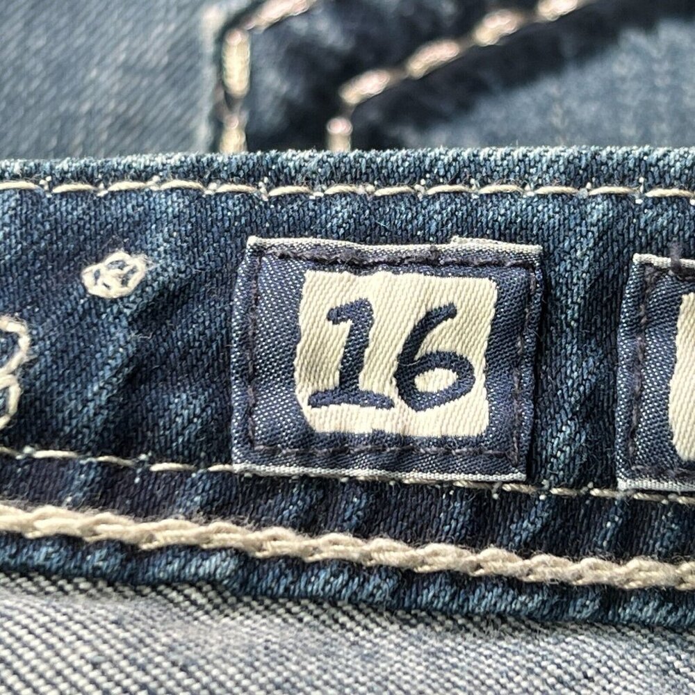 Miss Me Girls Dark Blue Distressed Denim Bermuda Shorts - Picture 8 of 13